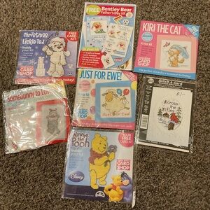Lot of 7 Cross Stitch Card Kits - Includes Christmas, Disney